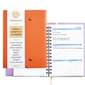 A5 spiral monthly weekly planner with orange PU leather cover and 18-month layout - Orange
