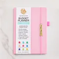 Organiseur de budget mensuel A5 en similicuir rose avec logo doré - A5 / Rose