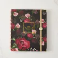 2023 weekly and monthly planner with elegant rose floral design on black cover - Black Rose