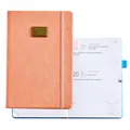 Spaanstalige en Engelstalige planner 2025 met oranje kunstleren hardcover en gouden plaat - A5 / Roze