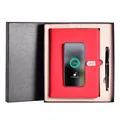 Professional red wireless charging notebook gift set with pen and premium black gift box - A5 / Red