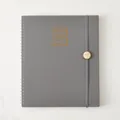 Elegant grey 2023 monthly and weekly planner with PU leather cover and spiral binding - Gray