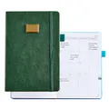 Professionele groene kunstlederen agenda 2025 met maandelijkse lay-out en omslag - A5 / Groen