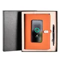 Orange wireless charging notebook gift set with matching pen in premium black box - A5 / Earthy Yellow