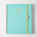 2023 Weekly & Monthly Planner in light blue with PU leather cover and spiral binding. - Teal Blue