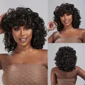 Shoulder-length deep wave curly bob wig for women in natural black finish - Afro Curly (lc8075-2) / Afro Curly (lc8075-2)