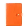 Bright orange faux leather A5 binder notebook featuring a secure buckle strap closure - A5 / Orange