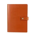 Professional A5 brown faux leather loose-leaf notebook featuring secure button closure - A5 / Brown