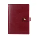 Professional burgundy faux leather A5 loose-leaf notebook with metal snap button closure - A5 / Burgundy