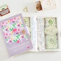 Vintage floral money saving binder with large capacity pockets for cash storage - 120 Pockets / Purple