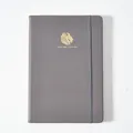 Professioneel grijs A5 echt lederen notitieboek met gouden leeuw logo en elastiek - A5 / Grijs
