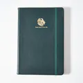Premium donkergroen A5 echt lederen notitieboek met goudgestempelde leeuw en elastiek - A5 / Groen