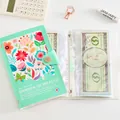 Vintage floral money saving binder with 120 large capacity pockets for currency organization - 120 Pockets / Aqua Blue