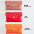 Sobres elegantes de cuero PU en púrpura, rojo y naranja con patrones florales grabados. - 19.5cmx11cm / Estilo A