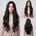 Peluca sintética larga y ondulada negra natural para mujer - lc2019-1 (27 pulgadas Negro)