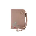 Elegant dusty pink small floral wallet with zip closure and wristlet strap for women - 12cm*3cm*9cm / Apricot