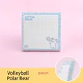 Bloc-notes adhésifs ours polaire bleu à carreaux 8x8cm avec 50 feuilles pour école - Ours Blanc de Volleyball / 50 Pièces/Paquet (8x8cm)