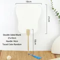 Handmade DIY blank white paper fan with long bamboo handle and elegant blue tassel - Plant Leaf Shape / Plantain Leaf Shape (Lacquer Fan)