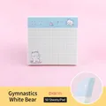 Bloc-notes mignons ours blanc avec motif à carreaux bleus, 8x8cm, 50 feuilles lot - Ours Blanc de Gymnastique / 50 Pièces/Paquet (8x8cm)