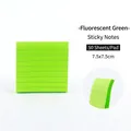 Fluorescent green lined sticky notes, 7.5x7.5cm square memo pads, 50 sheets per pack. - 50 Sheets Lined / Fluorescent Green