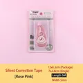 Silent mini correction tape in rouge pink, 5m x 5mm transparent PET film strip - Rouge Pink Correction Tape