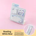 Cute blue reading bear sticky note set 60 sheets 12.5x10cm for student stationery - Reading White Bear / 60 Cards