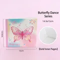 Cute pink butterfly pattern grid notebook for bullet journaling and writing 15cm - Butterflies Dancing in Flowers / 14.9x15cm 50 Sheets