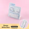 Kawaii bear themed sticky notes set with 60 sheets 12.5x10cm for planner and study - Sleepy White Bear / 60 Cards