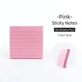Pink lined sticky note pad, 7.5x7.5cm size, 50 sheets per pad for daily office notes - 50 Sheets Lined / Pink