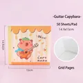 Cute guitar capybara themed square grid notebook with 50 sheets, 15x14.9cm variant - Guitar Capybara / 14.9x15cm 50 Sheets