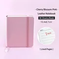 Cuaderno cuadrado A7 de cuero macarrón rosa con banda elástica y 96 hojas interiores rayadas - Cuaderno de Cuero A7 / Rosa Sakura