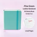 Cuaderno cuadrado A7 verde menta de piel sintética, 96 hojas rayadas, 10,4x8,7cm - Cuaderno de Cuero A7 / Verde Humo de Pino