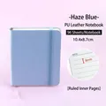 Cuaderno A7 de cuero macarrón azul claro con 96 hojas rayadas y cierre de banda elástica - Cuaderno de Cuero A7 / Azul Niebla