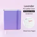 Cuaderno cuadrado A7 de cuero lavanda, 96 hojas de papel rayado de 8 mm con elástico - Cuaderno de Cuero A7 / Púrpura Lavanda