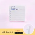 Bloc-notes autocollants ours mignon bleu laiteux, format carré 8x8cm avec 80 feuilles. - Liste de Contrôle Bleue (YH-4875) / Paquet de 80 Feuilles (8x8cm)