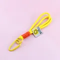 Bright yellow braided nylon lanyard keychain with orange accent and carabiner - Yellow and Orange