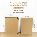 A4 Kraftpapier Ringbuch Album mit 30 Innenseiten und Schutzecken aus Metall - Kraftpapier Innenseiten / 30 Blatt