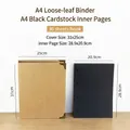 A4 DIY Kraftpapier-Ringbuch Fotoalbum mit 30 schwarzen Karten-Innenseiten Set - Schwarze Karton Innenseiten / 30 Blatt