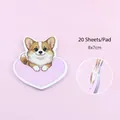 Cute heart-shaped Corgi sticky notes pad, 20 sheets for student messages, 8x7cm size - Pack of 20 / Corgi