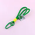 Durable green braided nylon lanyard keychain with matching green metal carabiner hook - Teal Orange Patchwork