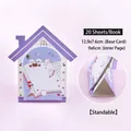Paarse zelfklevende notities in huisvorm met schattige kat, 20 vellen per blok, staand - Expo Huis (YH-Plaknotities) / 20 Stuks/Verpakking