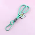 Handmade mint green braided nylon rope keychain with durable teal carabiner clip - Cyan Green Gray