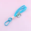 Light blue nylon braided lanyard with carabiner for keys and backpack accessory decoration - Blue & Pink