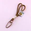 Durable brown braided nylon lanyard keychain accessory with heavy duty carabiner clip - Khaki And Cream