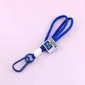 Durable blue nylon braided lanyard keychain featuring a sturdy matching blue carabiner clip - Blue & White