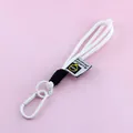 White nylon braided rope lanyard keychain with white carabiner clip for backpack decor - White and Black