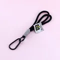 Durable black nylon braided rope keychain with heavy-duty metal carabiner clip. - Black Grey Patchwork