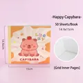 Cute cartoon Capybara square grid notebook memo pad with 50 sheets for journaling - Happy Capybara / 14.9x15cm 50 Sheets