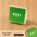 Groene mini bureaukalender 2027 6,3x3x7cm met 18 vellen voor op kantoordecoratie - 2027 / Groen