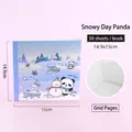 Cute panda winter snow theme square grid notepad 50 sheets 15x15cm - Snowing Panda / 14.9x15cm 50 Sheets
